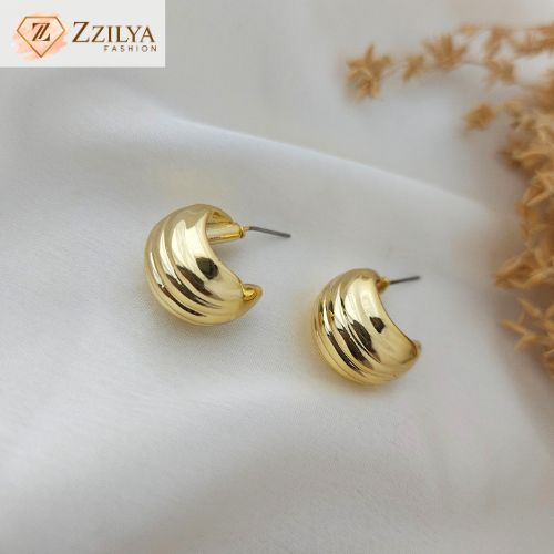 Korean Style Golden Half Hoop Earrings