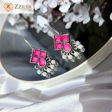 Bae Pink Oxidized Jhumka earrings