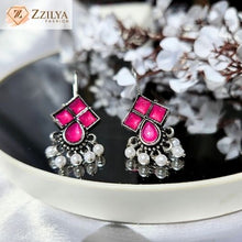 Bae Pink Oxidized Jhumka earrings