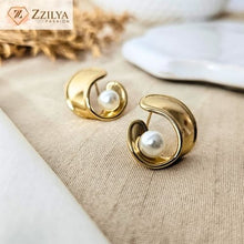Unique pearl gold anti tarnish earrings