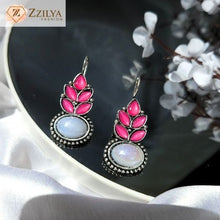 Pink Leaves Jhumka earrings