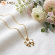 Studded Bow gold anti tarnish necklace
