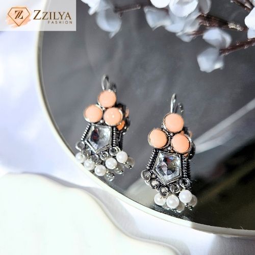 Trendy Peach Jhumka earrings