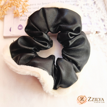 Ebony Luxe Leather aesthetic scrunchies