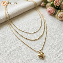 Golden Affection 3 Layered Heart Necklace 18K Gold Plated Anti Tarnish