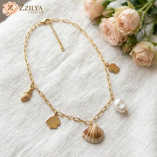 Oceanic Elegance 18K Gold Plated Anti Tarnish Necklace