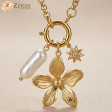 Flower and Pearl 18K Gold Plated Anti Tarnish Necklace