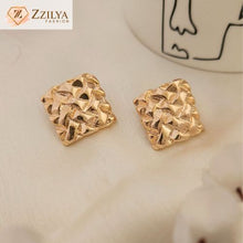 Checkered statement gold plated anti tarnish earrings