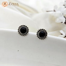 Geometric Black Pearl Stud Earrings