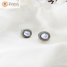 Geometric White Stone Stud Earrings