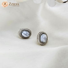 Geometric White Stone Stud Earrings