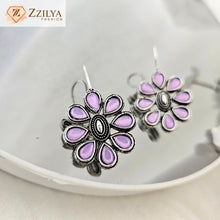 Lilac Oxidized Hanging Earrings