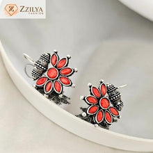 Red Silver Plated Earrings