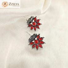 Red Silver Plated Earrings