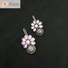 Lavender Floral Oxidized Silver Earrings | Handmade Boho Ethnic Jewelry for Women