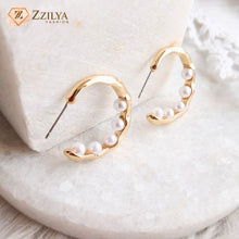Gilded Pearl Hoops Earrings Anti Tarnish