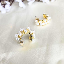 Pearl hoops aesthetic korean earrings