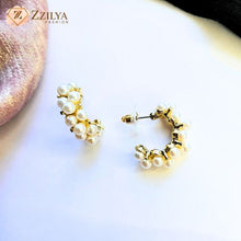 Pearl hoops aesthetic korean earrings