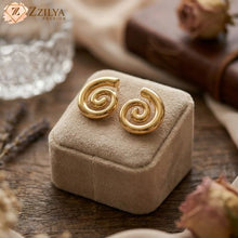 Swirl gold anti tarnish earrings Zzilya fashion