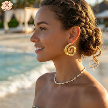 Swirl gold anti tarnish earrings Zzilya fashion