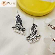 Silver Parrot Drop Earrings