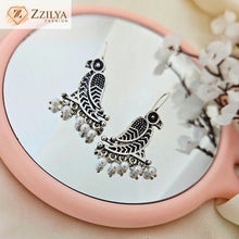 Silver Parrot Drop Earrings