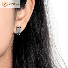 Silver Night Owl Studs