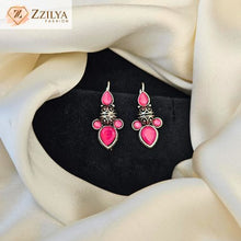 Zzilya Pink Oxidised Earrings for Women | Ethnic Imitation Jewellery Under ₹99
