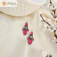 Zzilya Pink Oxidised Earrings for Women | Ethnic Imitation Jewellery Under ₹99