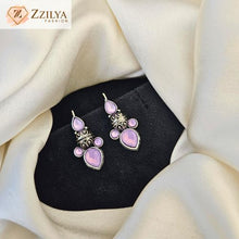 Zzilya Lavender Oxidised Earrings for Girls & Women | Lightweight Ethnic Imitation Jewellery Under ₹99