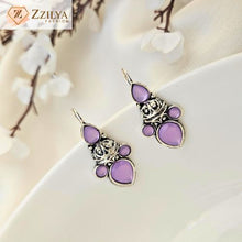 Zzilya Lavender Oxidised Earrings for Girls & Women | Lightweight Ethnic Imitation Jewellery Under ₹99