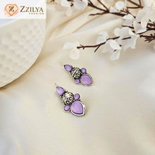 Zzilya Lavender Oxidised Earrings for Girls & Women | Lightweight Ethnic Imitation Jewellery Under ₹99