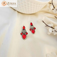 Zzilya Red Oxidised Earrings for Girls & Women | Lightweight Ethnic Imitation Jewellery Under ₹99