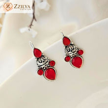Zzilya Red Oxidised Earrings for Girls & Women | Lightweight Ethnic Imitation Jewellery Under ₹99