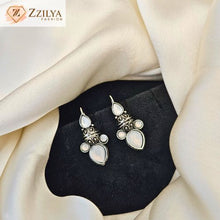 Zzilya Oxidised White Stone Tribal Earrings – Elegant Ethnic Jewellery Under ₹99