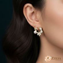 Dainty Gold Butterfly Wreath Pearl Stud Earrings | Korean Aesthetic & Minimalist