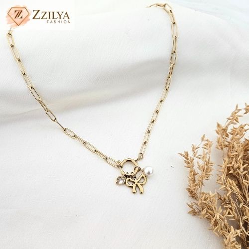 Golden Bow Charms 18K Gold Plated Anti Tarnish Necklace