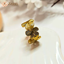Floral band anti tarnish rings for women