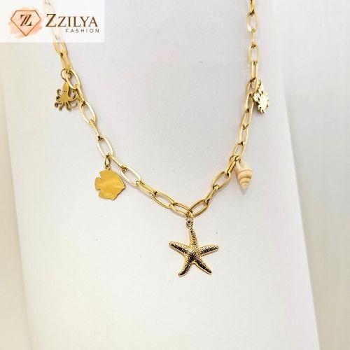 Oceanic Charms 18K Gold Plated Anti Tarnish Necklace