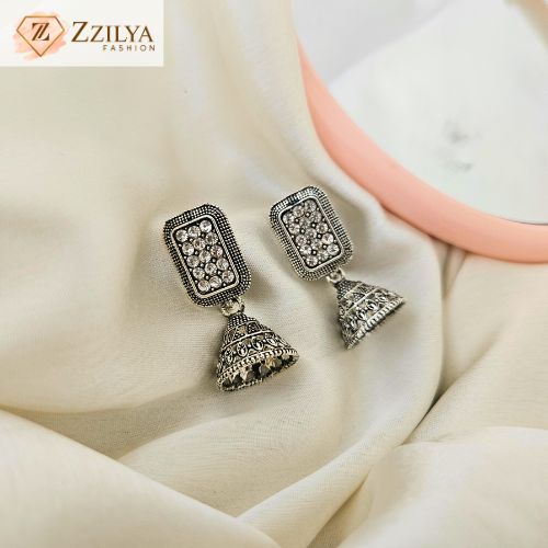 Antique Oxidised Dome Jhumka Earrings for Women under rs 99