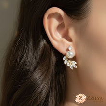 Dainty Korean Gold Leaf & Pearl Stud Earrings | Minimalist Pinterest Aesthetic | Under Rs 99