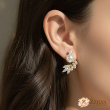 Dainty Korean Gold Leaf & Pearl Stud Earrings | Minimalist Pinterest Aesthetic | Under Rs 99