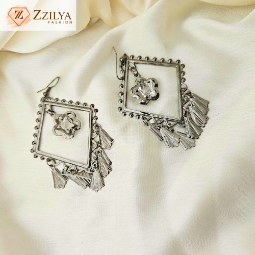 Zzilya Fashion Oxidised Square Jhumka Earrings under rs 99