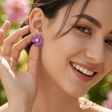 Zzilya Fashion Purple & Gold Flower Stud Earrings: Korean Trend
