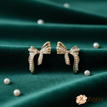 Dainty Gold Bow & Pearl Studs | Trendy Korean Jewellery Under ₹99 | Zzilya Fashion
