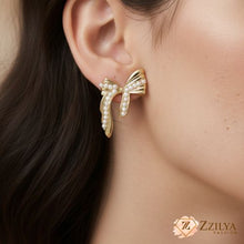 Dainty Gold Bow & Pearl Studs | Trendy Korean Jewellery Under ₹99 | Zzilya Fashion