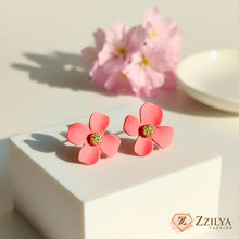 Zzilya Fashion Purple & Gold Flower Stud Earrings: Korean Trend