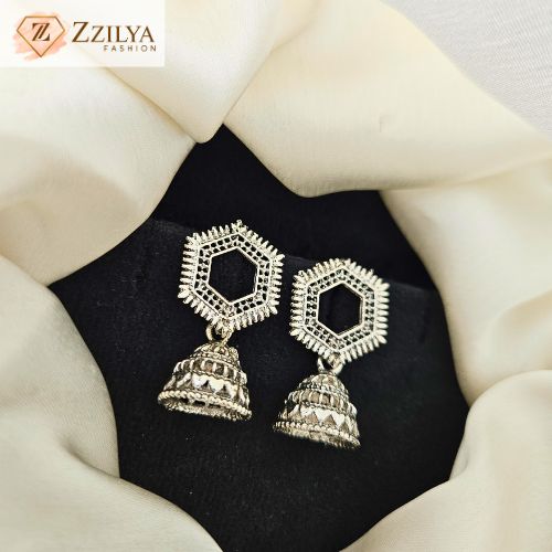 Hexa Oxidised Dome Jhumka Earrings – Lightweight Ethnic Wear Under ₹99