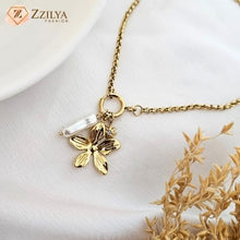 Flower and Pearl 18K Gold Plated Anti Tarnish Necklace