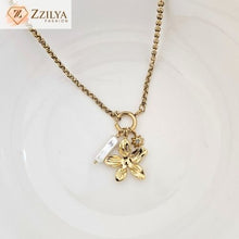 Flower and Pearl 18K Gold Plated Anti Tarnish Necklace